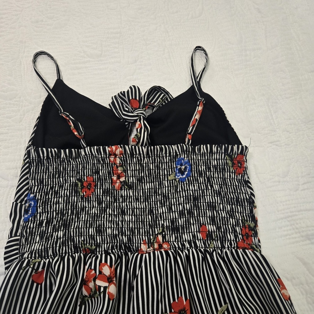 Japna Pinstripe Floral Capri Jumpsuit Tropical Resortwear Vacation Sleeveless S - Picture 11 of 13